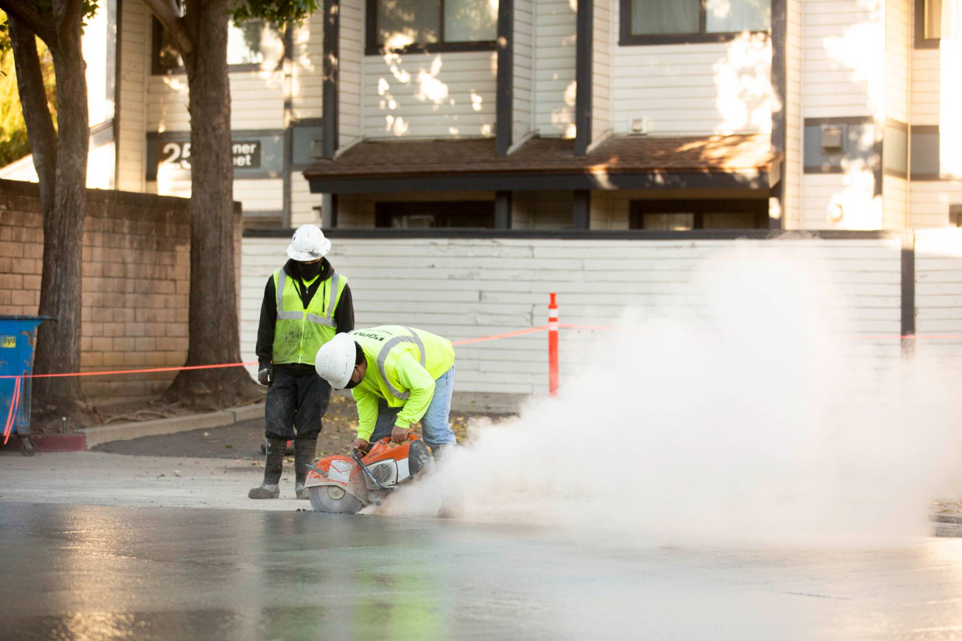 Two members of the GPM team working to complete a concrete project for Cedar Creek.